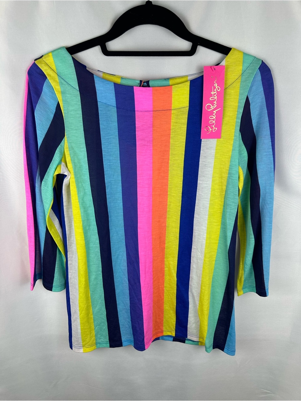 Lilly Pulitzer NWT, XS Waverly top Lilly’s rainbow stripe, 004560